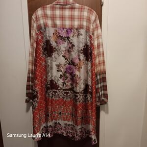 Aratta Multicolor Floral Plaid Blouse XL